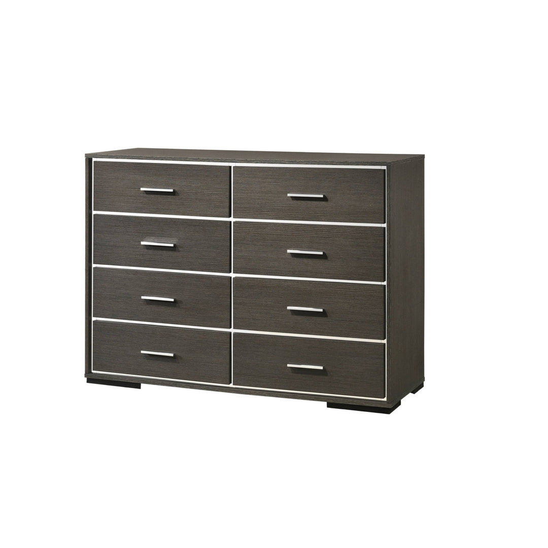 57" Gray Solid and Manufactured Wood Eight Drawer Double Dresser Image 6