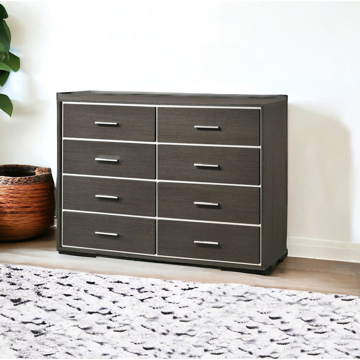 57" Gray Solid and Manufactured Wood Eight Drawer Double Dresser Image 7