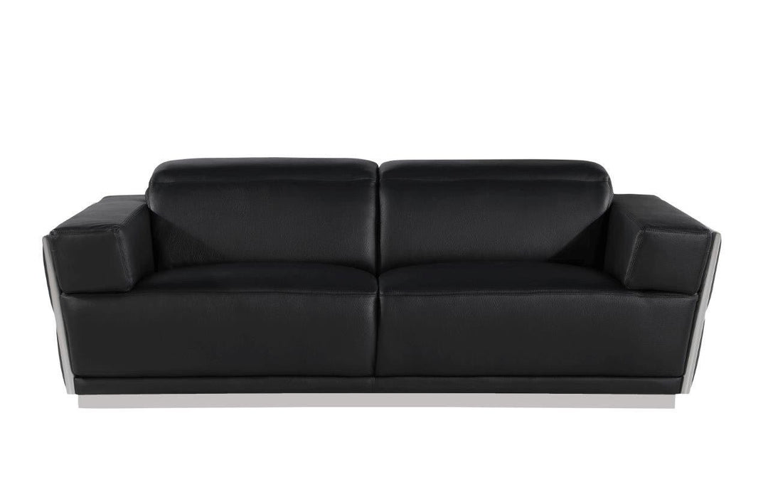 89" Black And Silver Leather Sofa Image 2