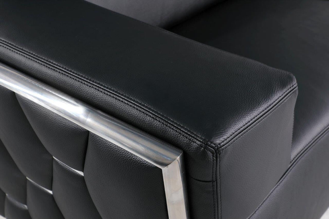 89" Black And Silver Leather Sofa Image 5