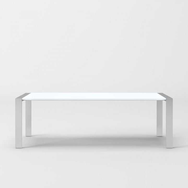 95" White And Chrome Rectangular Manufactured Wood And Stainless Steel Dining Image 3