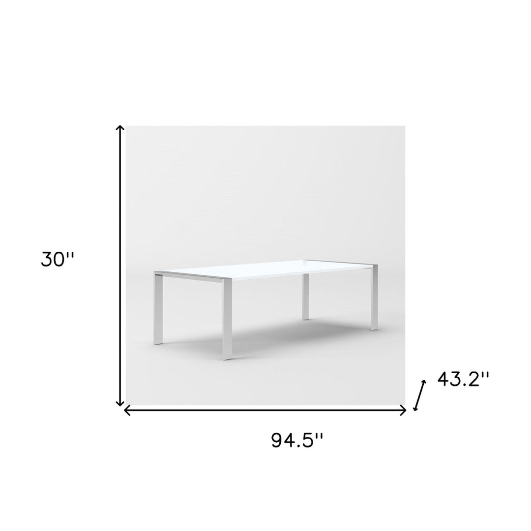 95" White And Chrome Rectangular Manufactured Wood And Stainless Steel Dining Image 4