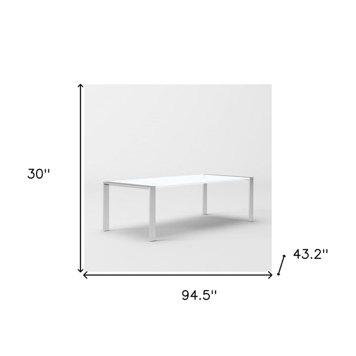 95" White And Chrome Rectangular Manufactured Wood And Stainless Steel Dining Image 4