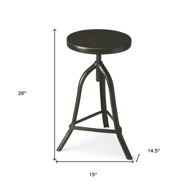 Black Solid Wood And Iron Backless Adjustable Height Bar Chair Image 6