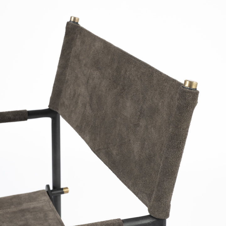 Brown Leather With Black Iron Frame Dining Chair Image 7