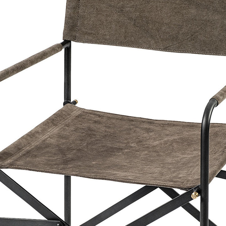 Brown Leather With Black Iron Frame Dining Chair Image 11