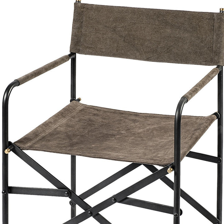 Brown Leather With Black Iron Frame Dining Chair Image 12