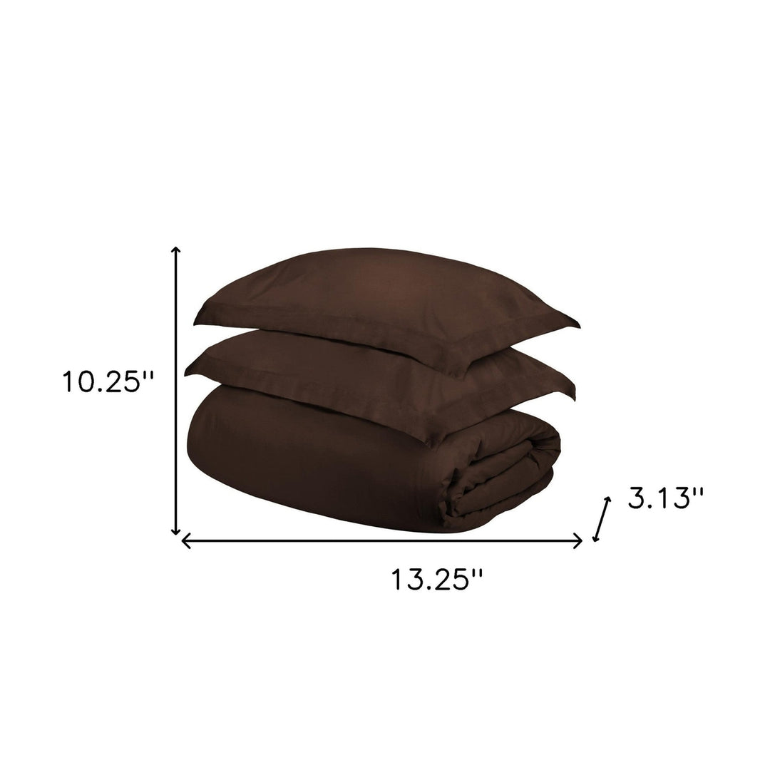 Dark Brown King Cotton Blend 400 Thread Count Washable Duvet Cover Set Image 4