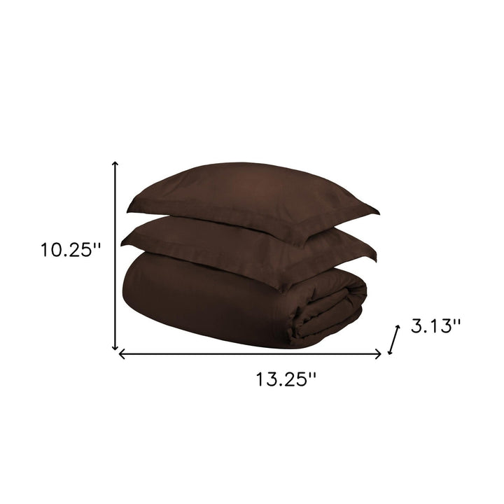 Dark Brown King Cotton Blend 400 Thread Count Washable Duvet Cover Set Image 4