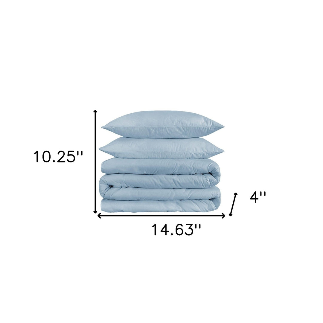 Light Blue King Cotton Blend 1200 Thread Count Washable Duvet Cover Set Image 4