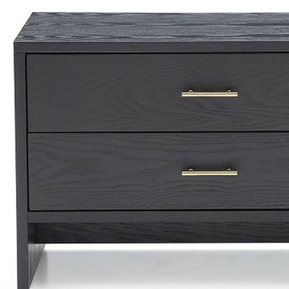 Modern Dark Gray Ash Nightstand with Two Drawers Image 4