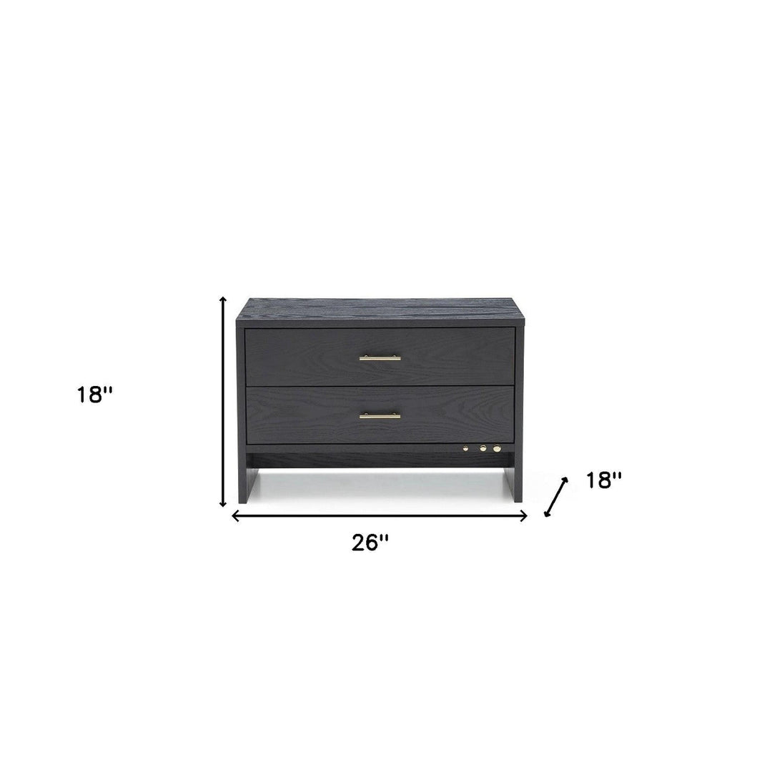 Modern Dark Gray Ash Nightstand with Two Drawers Image 5