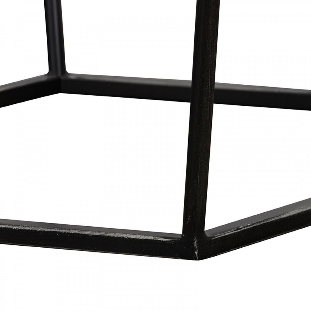 Modern Gray Concrete and Black Metal Hexagonal End Table Image 7