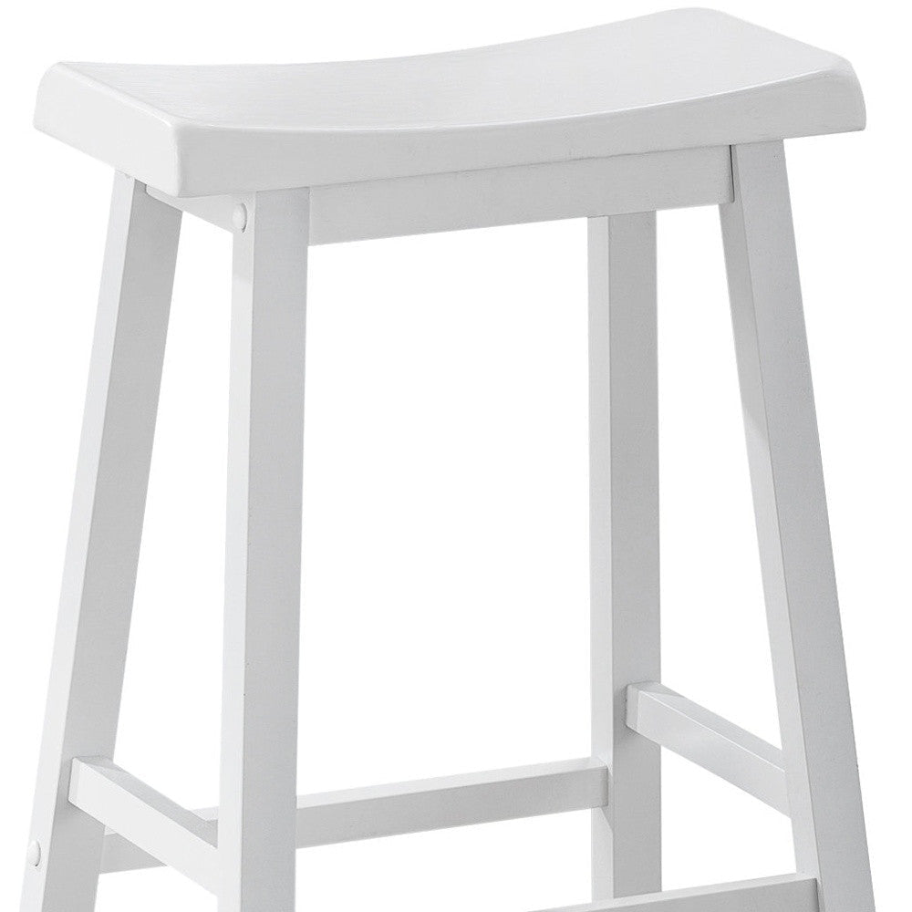 Set of Two 48" White Solid Wood Backless Bar Chairs Image 6