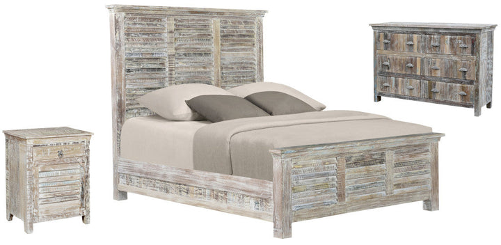 Shutter Solid Wood King Gray Bed Image 5