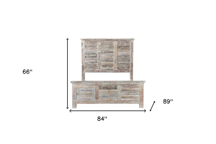 Shutter Solid Wood King Gray Bed Image 6