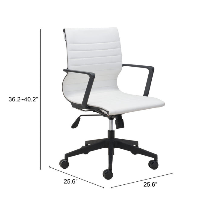 White and Black Adjustable Swivel Faux Leather Rolling Conference Office Chair Image 11