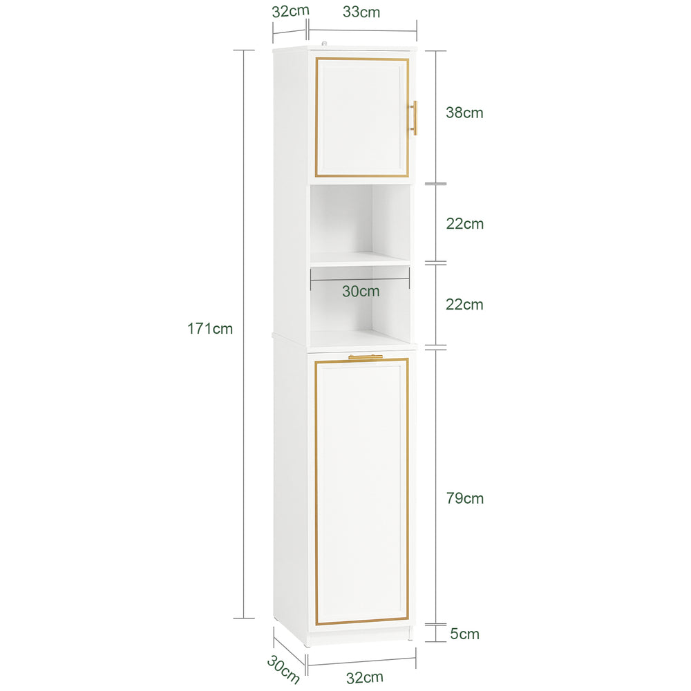 Haotian BZR87-W White Tall Bathroom Storage Freestanding Cabinet with Door Image 2