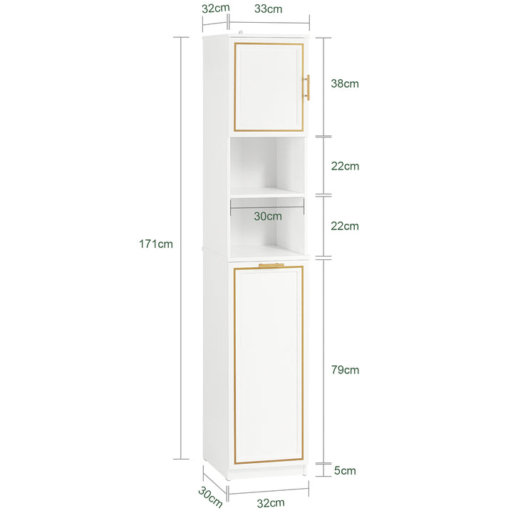 Haotian BZR87-W White Tall Bathroom Storage Freestanding Cabinet with Door Image 2