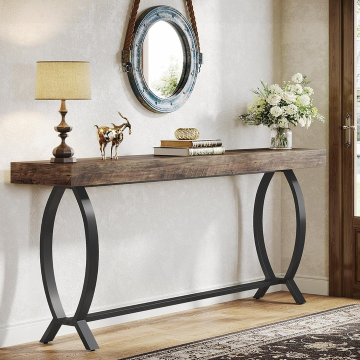 Tribesigns 70.87-Inch Long Narrow Console Table for Entryway, Farmhouse Sofa Table with Metal Legs, Ideal for Hallways, Image 1