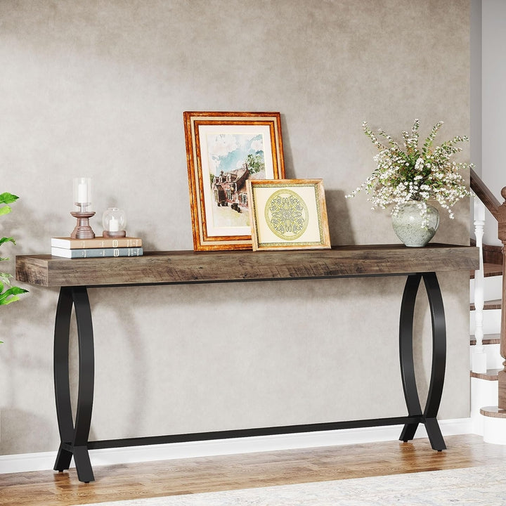 Tribesigns 70.87-Inch Long Narrow Console Table for Entryway, Farmhouse Sofa Table with Metal Legs, Ideal for Hallways, Image 4