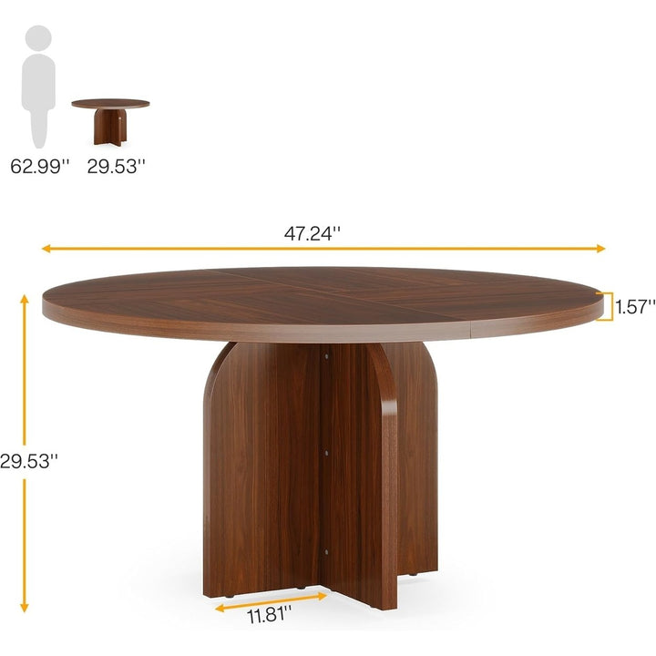 Tribesigns 47.24" X-Shaped Base Round Conference Table, Small Meeting Table for 4 People, Suitable for Office Seminar Image 6