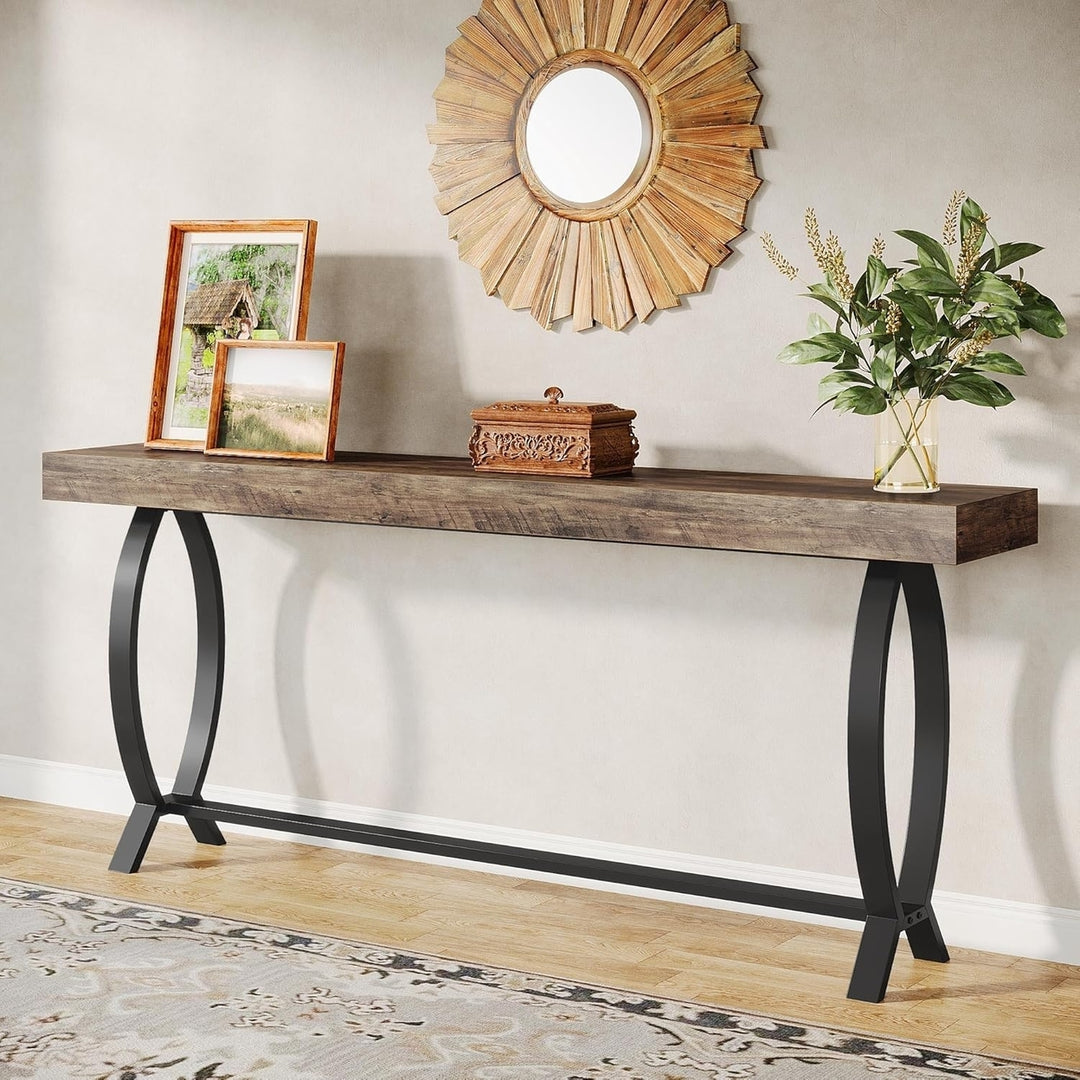 Tribesigns 70.87-Inch Long Narrow Console Table for Entryway, Farmhouse Sofa Table with Metal Legs, Ideal for Hallways, Image 5