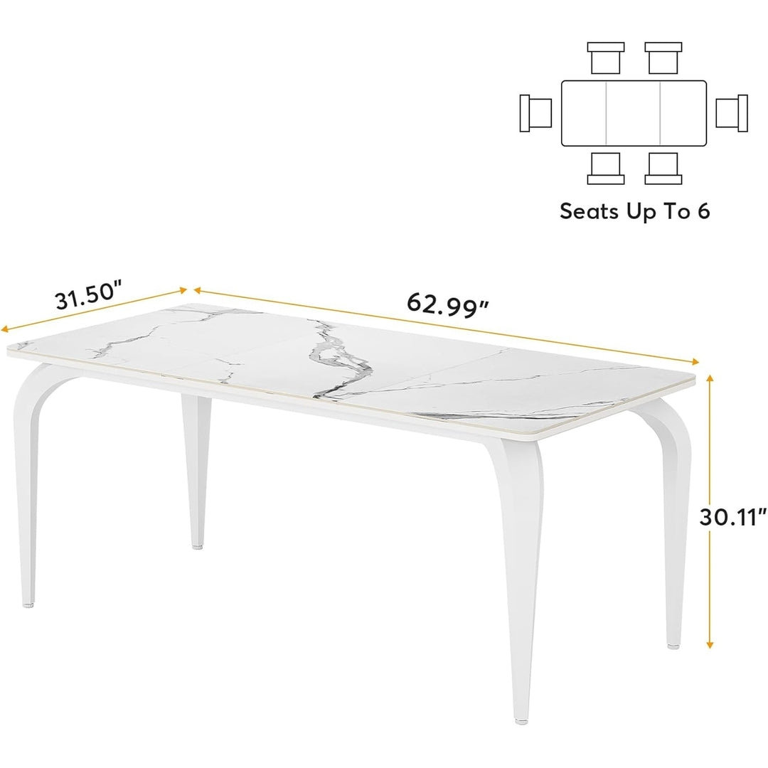 Tribesigns 63" Modern Sintered Stone Dining Table, Rectangular Dinner Table with Metal Legs for 6, Suitable for Kitchen, Image 6