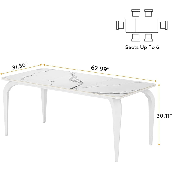 Tribesigns 63" Modern Sintered Stone Dining Table, Rectangular Dinner Table with Metal Legs for 6, Suitable for Kitchen, Image 6