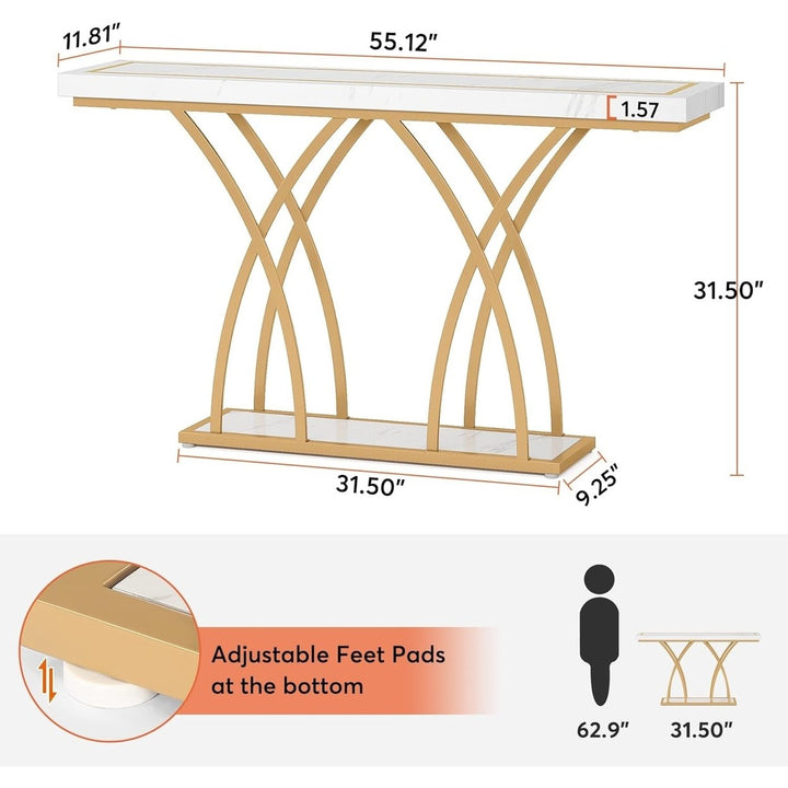 Tribesigns 55 Inch Gold Console Table Faux Marble Entryway Table Modern Design Image 6