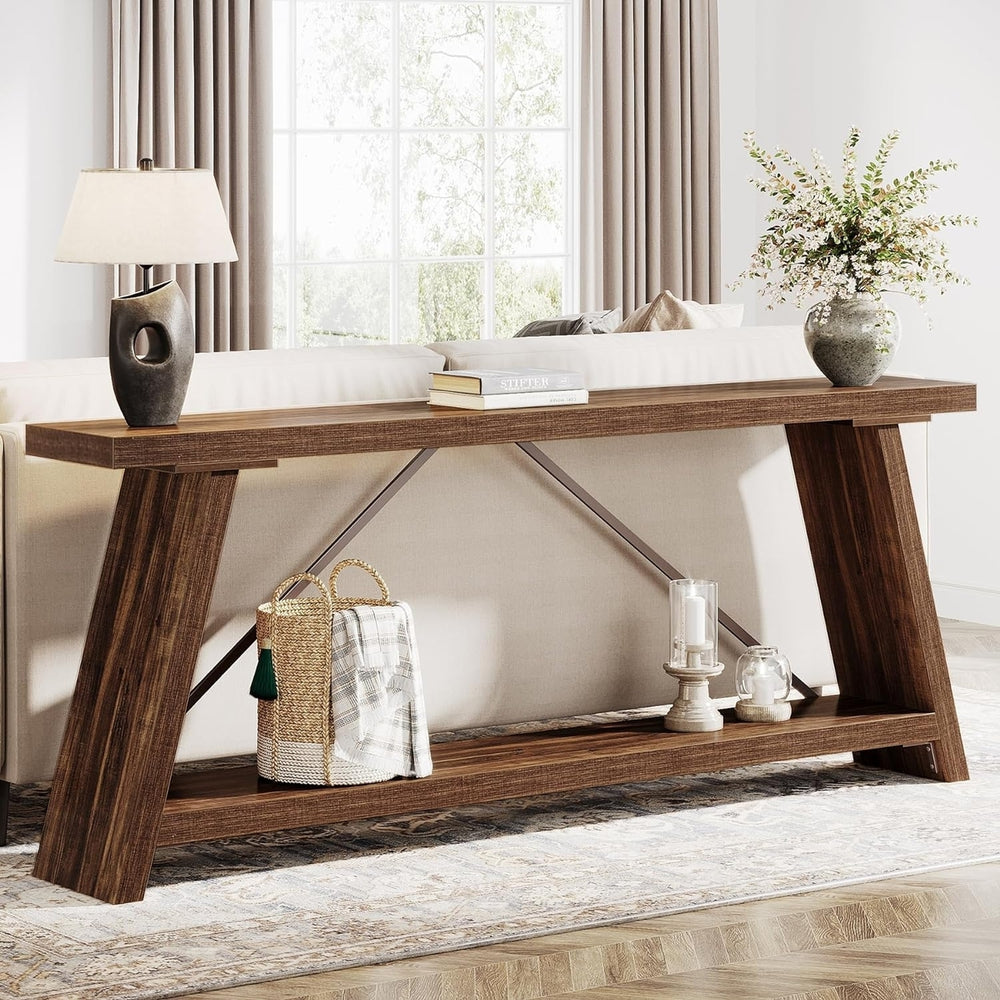 Tribesigns 70.9 Inch Sofa Table Industrial Entry Console Table with Storage Image 2