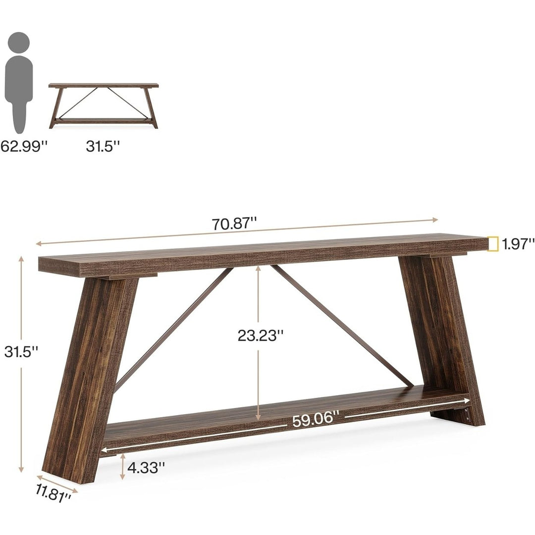 Tribesigns 70.9 Inch Sofa Table Industrial Entry Console Table with Storage Image 6