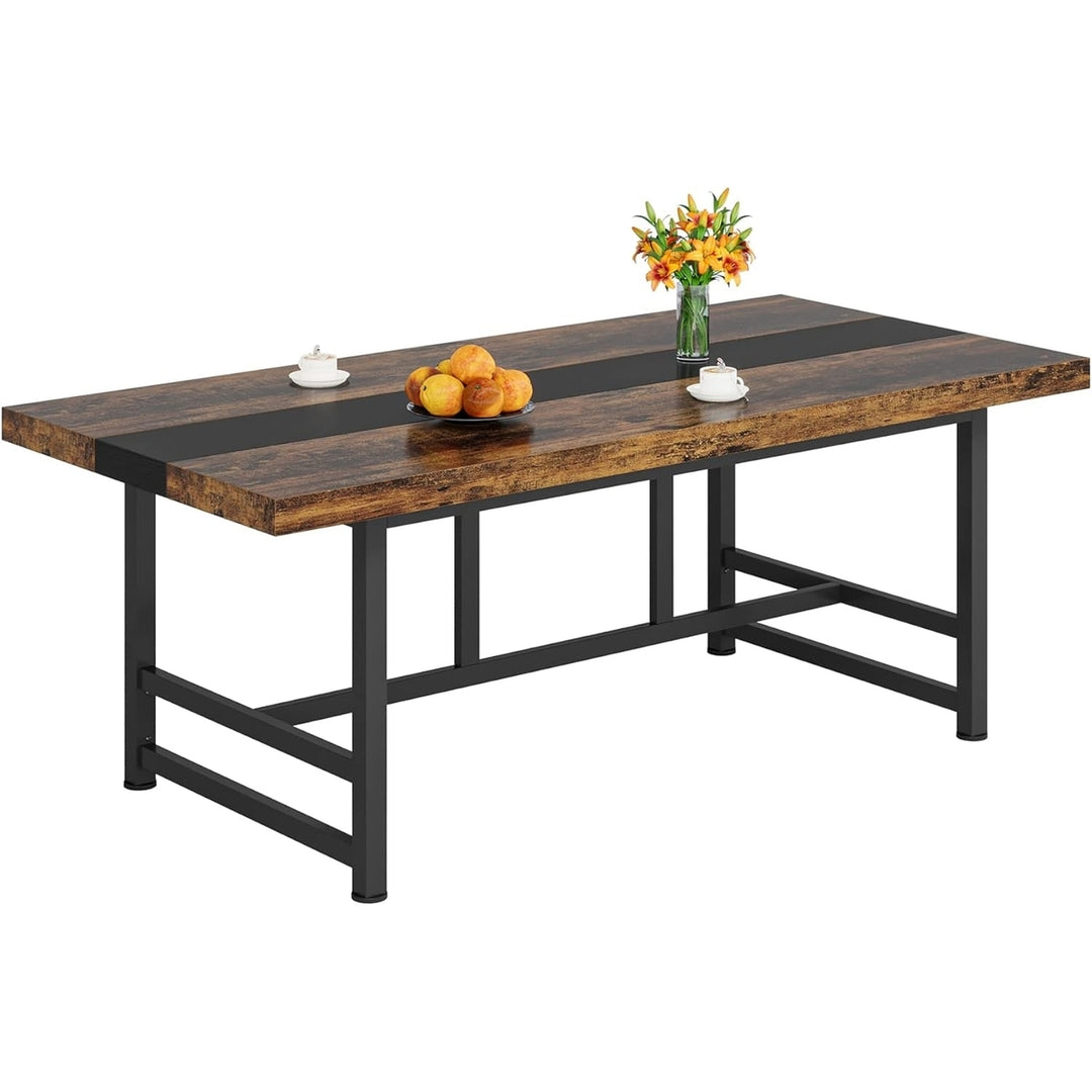 Tribesigns 70 Inch Dining Table for 6-8 People Wood Metal Frame Modern Style Image 5