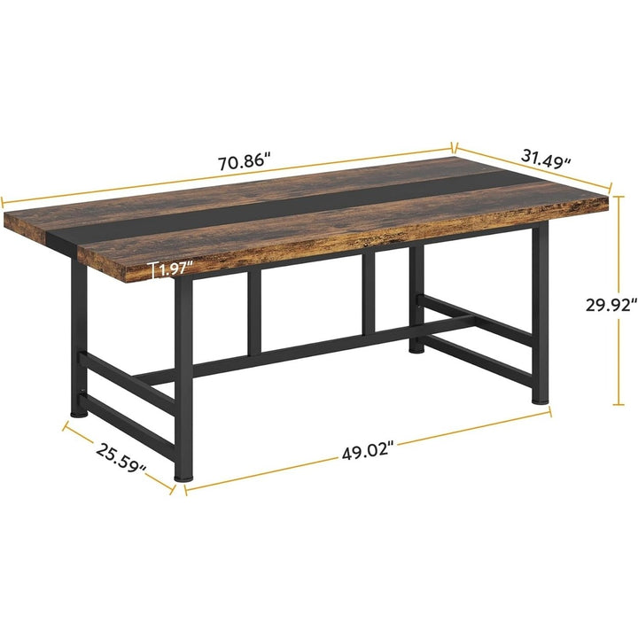 Tribesigns 70 Inch Dining Table for 6-8 People Wood Metal Frame Modern Style Image 6