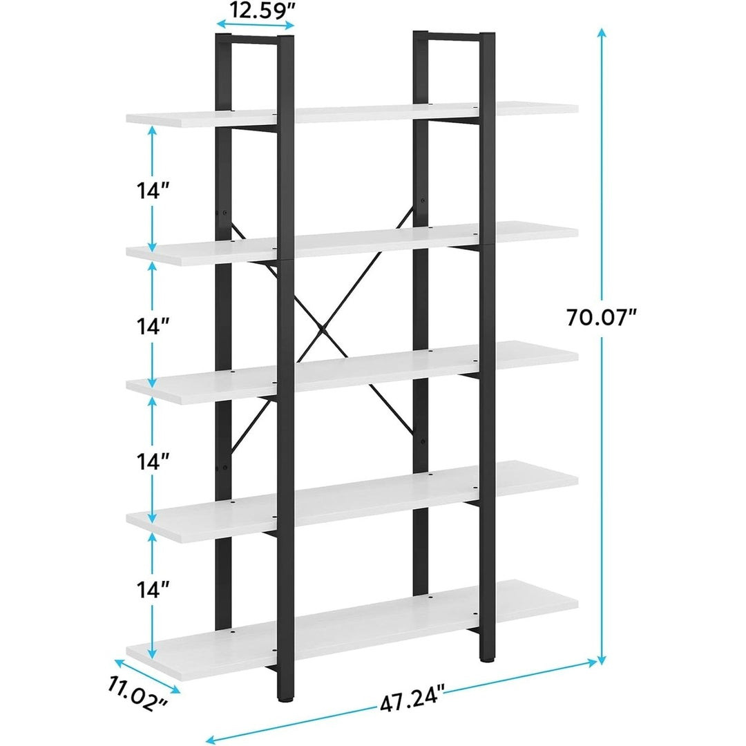 Tribesigns 5-Tier Bookshelf Vintage Industrial Style 72in x 47in Home Office Storage Image 6