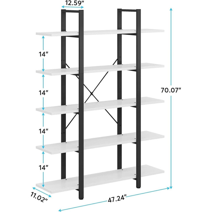 Tribesigns 5-Tier Bookshelf Vintage Industrial Style 72in x 47in Home Office Storage Image 6