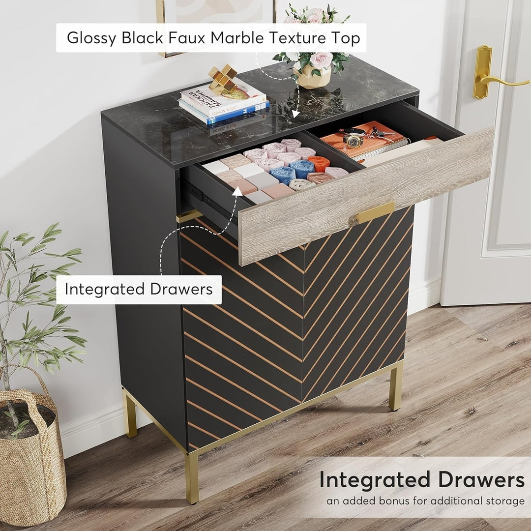 Tribesigns 4-Tier Shoe Cabinet Gray Wood with Drawers and Removable Shelves Image 4