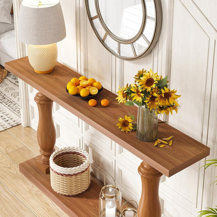 Tribesigns 63 Inch Farmhouse Console Table Solid Wood Legs Entryway Accent Storage Image 5