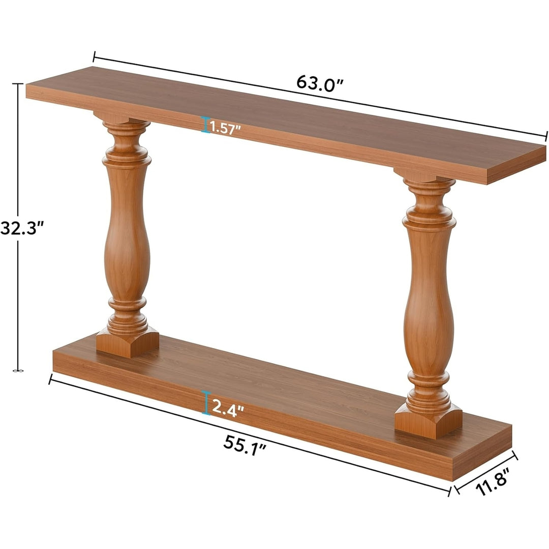 Tribesigns 63 Inch Farmhouse Console Table Solid Wood Legs Entryway Accent Storage Image 6