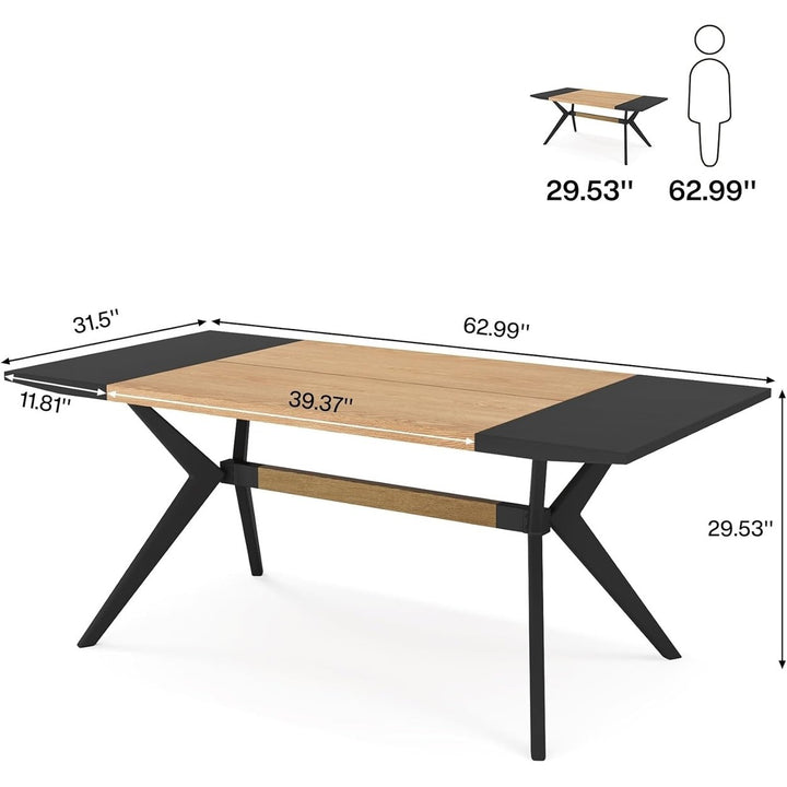 Tribesigns 63 Inch Executive Desk Large Modern Office Table Black Oak X-Shape Frame Image 7