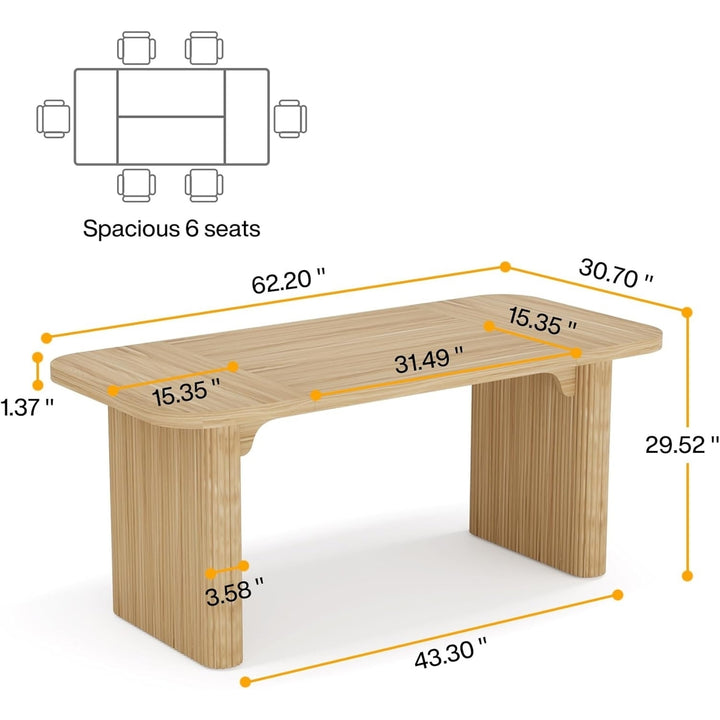 Tribesigns 62" Executive Desk, Large Computer Office Desk with Double Pedestal, Modern Simple Style Rectangle Writing Image 6