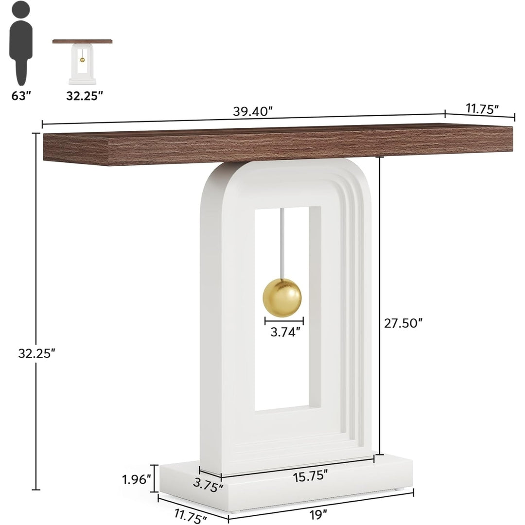 Tribesigns 39 Inch Console Table Walnut Wood Shelf Geometric Frame Entry Hall Table Image 6