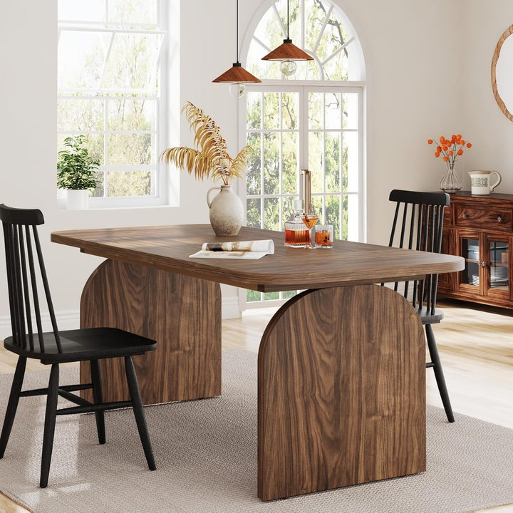 Tribesigns 63 Inch Dining Table Dark Walnut Farmhouse Kitchen Table Seats 6 Image 2