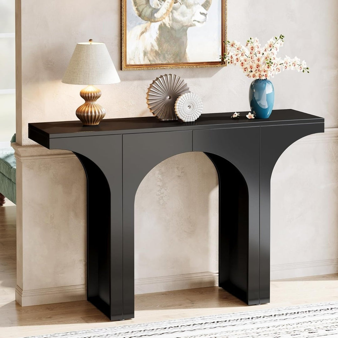 Tribesigns 47 Inch Console Table Modern Wooden Hallway Sofa Table Arch Base Image 1