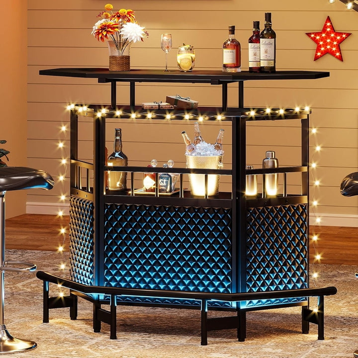 Tribesigns 4 Tier Home Bar Unit Liquor Table with Wine Glass Holder Storage Shelf Image 4