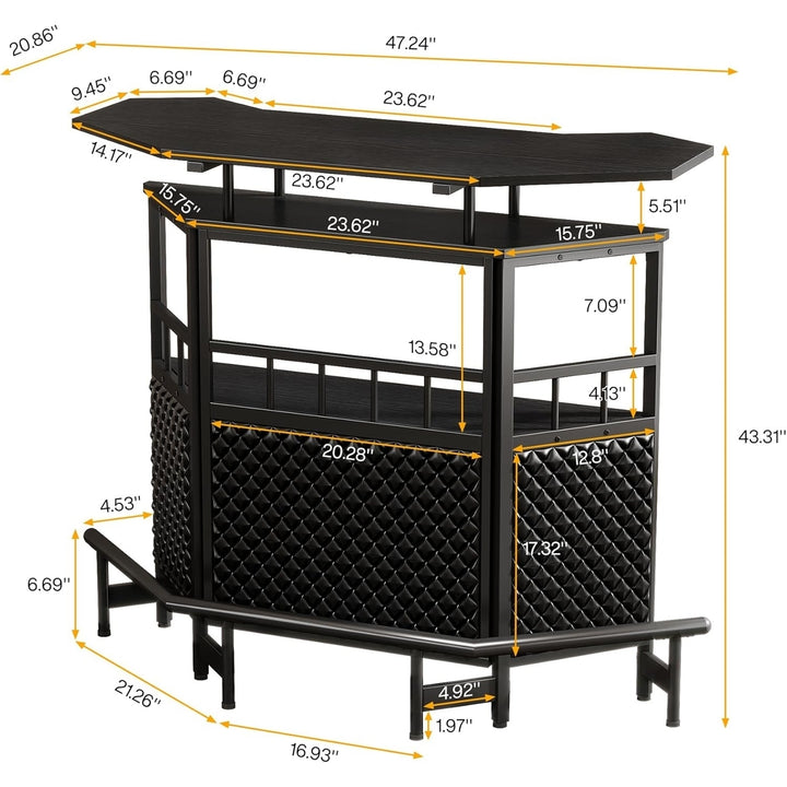 Tribesigns 4 Tier Home Bar Unit Liquor Table with Wine Glass Holder Storage Shelf Image 6