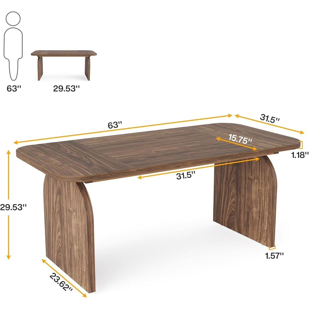 Tribesigns 63 Inch Dining Table Dark Walnut Farmhouse Kitchen Table Seats 6 Image 6