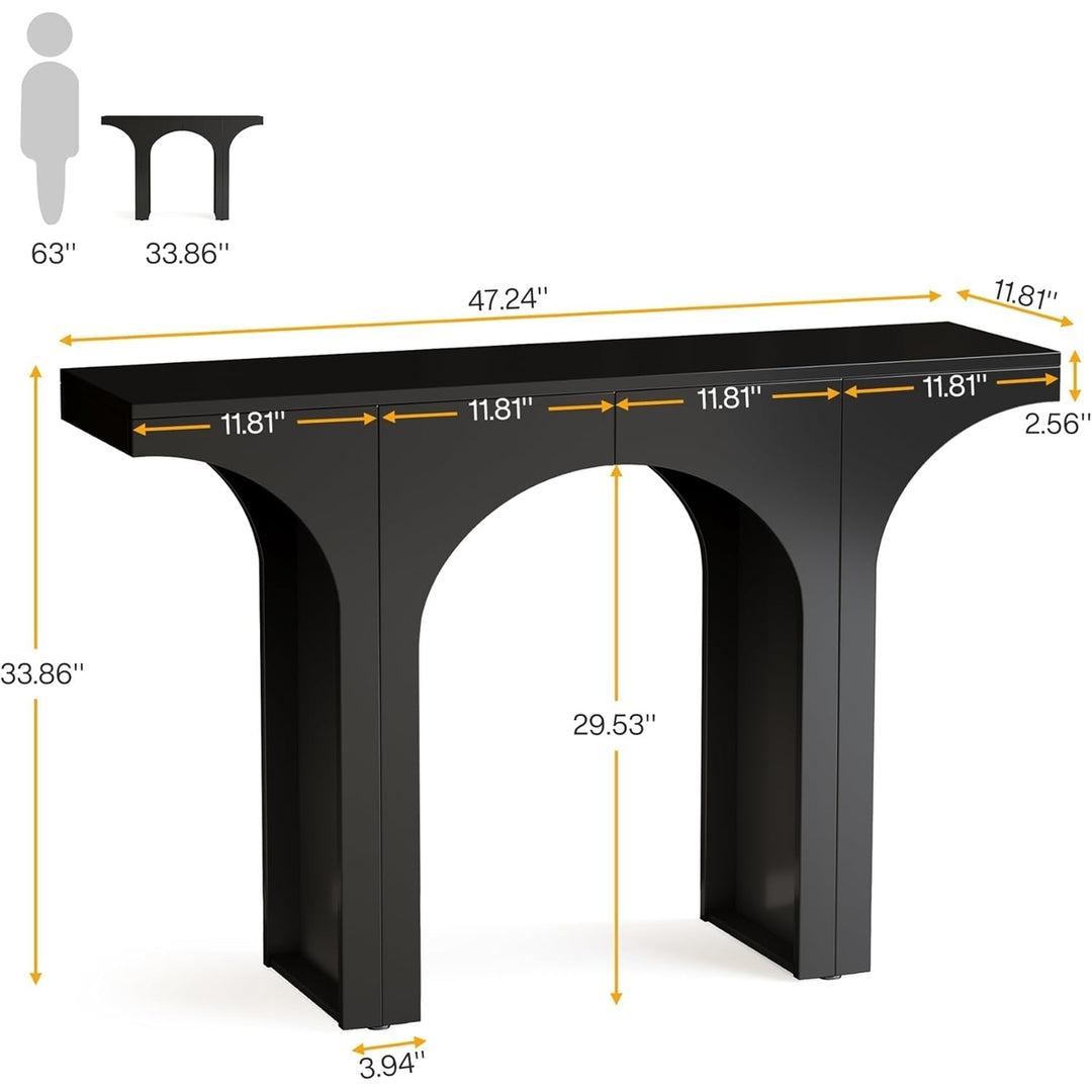 Tribesigns 47 Inch Console Table Modern Wooden Hallway Sofa Table Arch Base Image 6