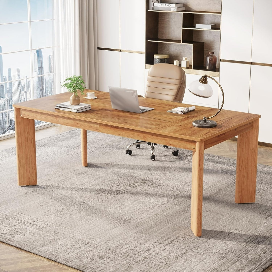 Tribesigns 62.2 Inch Modern Computer Desk Walnut Solid Wood Executive Office Table Image 1