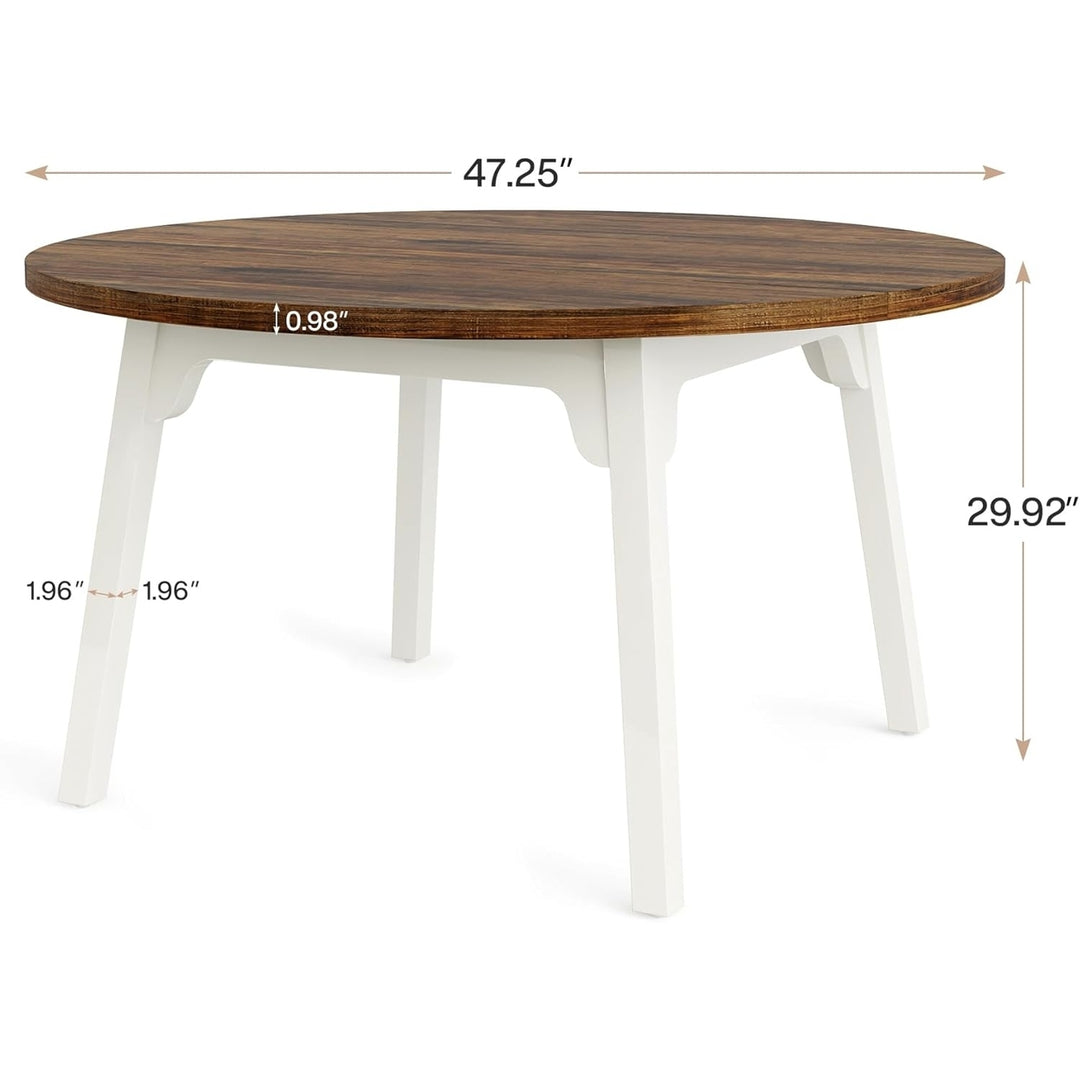 Tribesigns 47-Inch Round Dining Table for 4-6 Farmhouse Solid Wood Legs Image 6